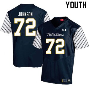 Notre Dame Fighting Irish Youth Caleb Johnson #72 Navy Under Armour Alternate Authentic Stitched College NCAA Football Jersey GEB1499YK